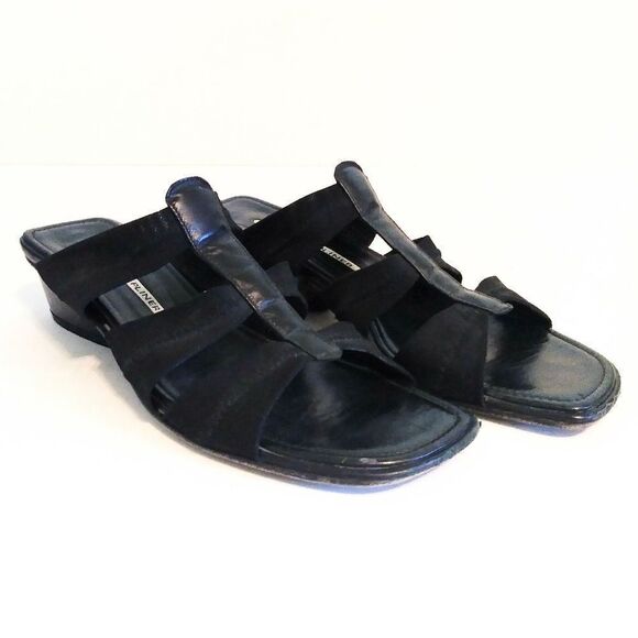 Donald J. Pliner Den Black Mesh Heeled Sandals - Picture 1 of 10